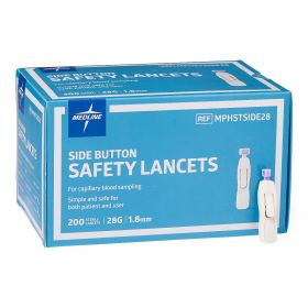 Safety Lancet with Side-Button Activation, 28G x 1.8 mm MPHSTSIDE28Z