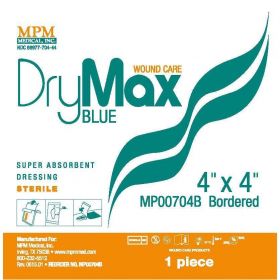 DryMax Bordered Superabsorbent Dressing, Blue, 6" x 6"