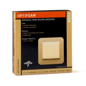Optifoam Adhesive Foam Wound Dressings, 4" x 4", in Educational Packaging