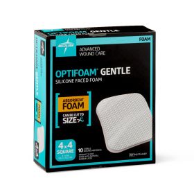 Optifoam Gentle Silicone-Faced Foam Dressing in Educational Packaging, 4" x 4"