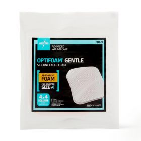 Optifoam Gentle Silicone-Faced Foam Dressing, 4" x 4", in Educational Packaging
