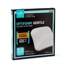 Optifoam Gentle Silicone-Faced Foam Dressing in Educational Packaging, 8" x 8"