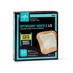 Optifoam Gentle Silicone-Faced Foam Dressing with Liquitrap Super Absorbent Core in Educational Packaging, 6" x 6"  MSC2366EP