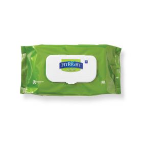 FitRight Aloe Scented Wet Wipes, 8" x 10", Flip Top Lid, 48/Pack