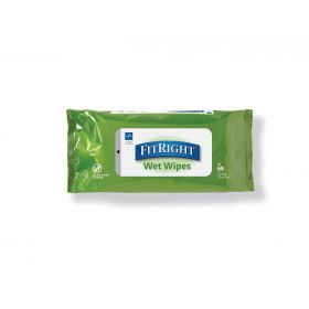 FitRight Aloe Scented Wet Wipes, 8" x 10", Peel and Reseal Pack, 68/Pack, MSC263754