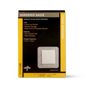 Sterile Bordered Gauze Adhesive Island Wound Dressing, 2" x 2" with 1" x 1" Pad