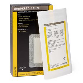 Sterile Bordered Gauze Adhesive Island Wound Dressing, 3" x 6" with 1.5" x 4" Pad