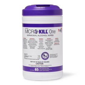 Medline Micro-Kill One Germicidal Alcohol Wipes, Reclosable Canister, 65-Count, 7" x 15" nimmed
