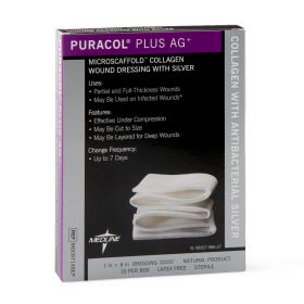 Puracol Plus AG+ Collagen Wound Dressing with Silver, 1" x 8" Rope, in Educational Packaging
