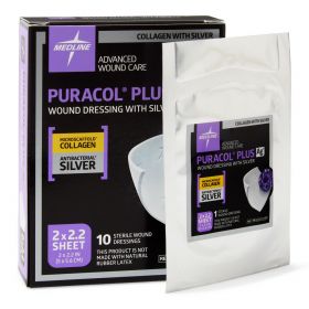 Puracol Plus AG+ Collagen Wound Dressing with Silver, 2" W x 2.22" L, in Educational Packaging MSC8722EP
