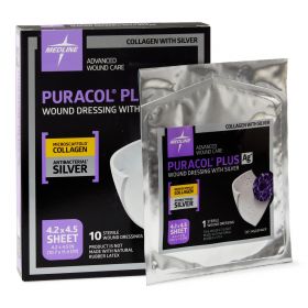 Puracol Plus AG+ Collagen Wound Dressing with Silver, 4.2" W x 4.5" L, in Educational Packaging
