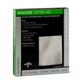 Maxorb Extra Ag+ CMC / Alginate Dressings, 4" x 4.75", in Educational Packaging