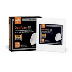 Optifoam AG+ Nonadhesive Silver Wound Dressing in Educational Packaging, 4" x 4"