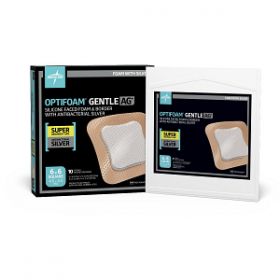 Optifoam Gentle Silicone-Faced Foam Dressing with Silver, in Educational Packaging, 6" x 6"  MSC9666EP