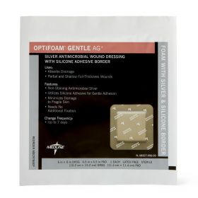 Optifoam Gentle AG+ Wound Dressing with Silicone Adhesive Border MSC9766EPH