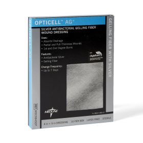 Opticell Ag+ Silver Antibacterial Gelling Fiber Wound Dressing, 4" x 5", in Educational Packaging