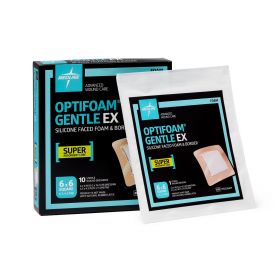 Optifoam Gentle EX Bordered Foam Dressing, 6" x 6", in Educational Packaging