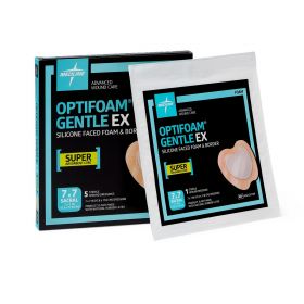 Optifoam Gentle EX Sacrum Foam Dressing, 7" x 7", in Educational Packaging