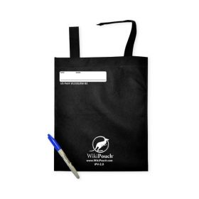 WikiPouch IPV Respiratory Device Pouches with Hook-and-Loop Strap and Button Snap, Peel and Stick Tape, Black, 11" x 12"