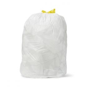 Low-Density Trash Can Liner, White, 29" x 41", 1.1 Mil, Roll, Drawtape Closure