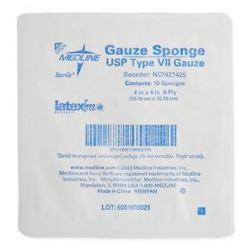 Woven Sterile Gauze Sponges, 4" x 4", 8-Ply, 10/Hard Tray, NON21425Z