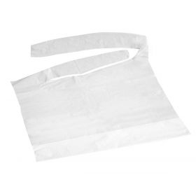 Disposable Waterproof Plastic White Bib with Crumb Catcher, 16" x 24", NON24267C