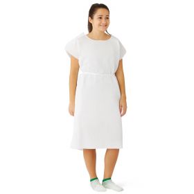 Reinforced Tissue Patient Gown, Tissue-Poly-Tissue, Disposable, White, 30" x 42"