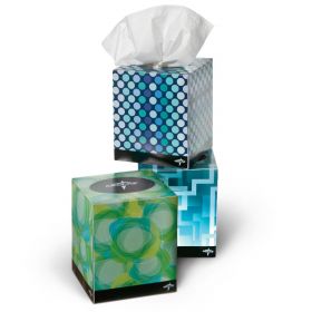 Premium Paper Facial Tissue, 8" x 8.3", Cube Box, 85 Sheets per Box