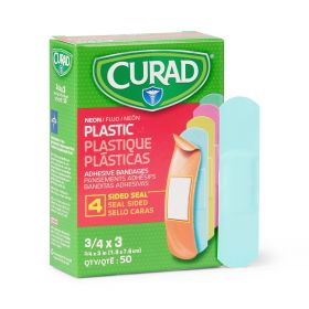 CURAD Neon Plastic Adhesive Bandages, 3/4" x 3"