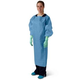 Poly-Coated Over-The-Head Protective Gowns with Thumb Loops, Blue, Size Regular