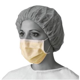 Basic Procedure Face Mask with Ear Loops, Yellow, Spunbond Polypropylene Outer / Cellulose Inner nimmed