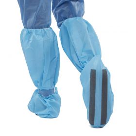 Knee-High Hook-and-Loop Boot Covers with Nonskid Foam Bottom, Blue, Size XL (Up to Men's Size 15)