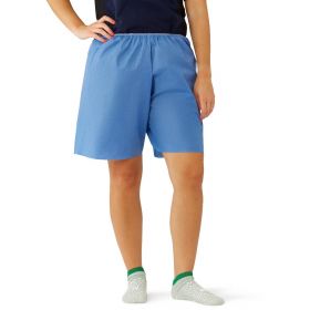 Blue Multilayer Disposable Exam Shorts with Elastic Waist, Size M