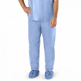 Disposable Unisex Scrub Pants with Elastic Waist, Size L, Blue