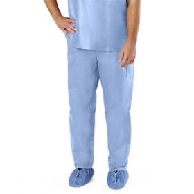 Disposable Unisex Scrub Pants with Elastic Waist, Size M, Blue