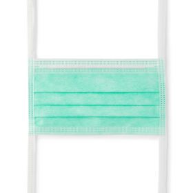Surgical Face Mask with Ties and Anti-Fog Adhesive Tape Under Peel-Away Film, Green