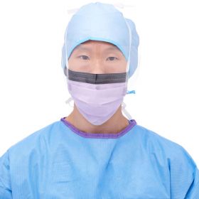 ASTM Level 3 Anti-Fog Surgical Face Mask with Shield and Ties, Anti-Glare Strip, Spunbond Polypropylene Outer, Thermalbond Polypropylene Inner, Pink