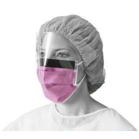 ASTM Level 3 Procedural Face Mask with Eye Shield and Ear Loops, Anti-Fog Foam, Anti-Glare Strip, Purple