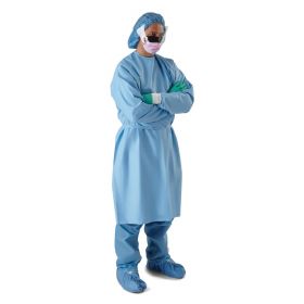 Premium Breathable Film Chemo-Tested Procedure Gowns with Knit Cuffs, Blue, Size L