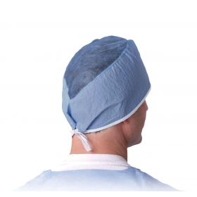 Sheer-Guard Disposable Tie-Back Surgeon Caps, Scrim Material, Blue