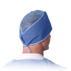 Sheer-Guard Disposable Tie-Back Surgeon Caps, Multilayer Material, Blue