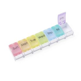 7-Day Pill Organizer with Easy Push Buttons, Multicolor, 1X / Day