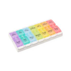 7-Day Pill Organizer with Easy Push Buttons, Multicolor, 2X / Day