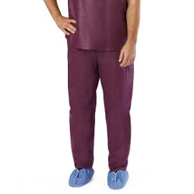 Disposable Unisex Scrub Pants with Elastic Waist, Size S, Wine