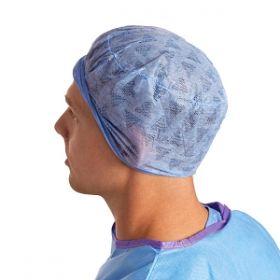 Premium Nonwoven Composite Material Head Cover, Elastic Back and Adjustable Front, Blue, Size XL