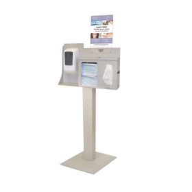 Locking Quartz ABS Plastic Hygiene Station with Quartz Steel Kiosk Stand and Vertical Sign Holder