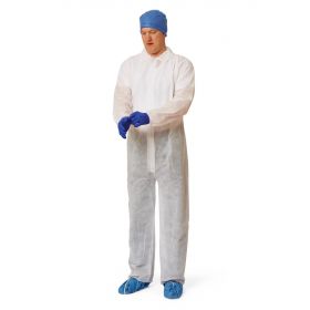 Heavyweight Spunbond Polypropylene Coveralls with Elastic Wrists and Ankles, Size 5XL, White