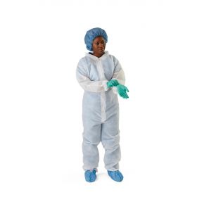 Heavyweight Spunbond Polypropylene Coveralls with Elastic Wrists and Ankles, Size XL, White