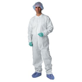 Breathable Coveralls with Elastic Wrists and Ankles, White, Size 3XL