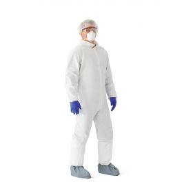 Prohibit Coveralls with Elastic Wrists and Ankles, Zipper Front, White, Size 2XL